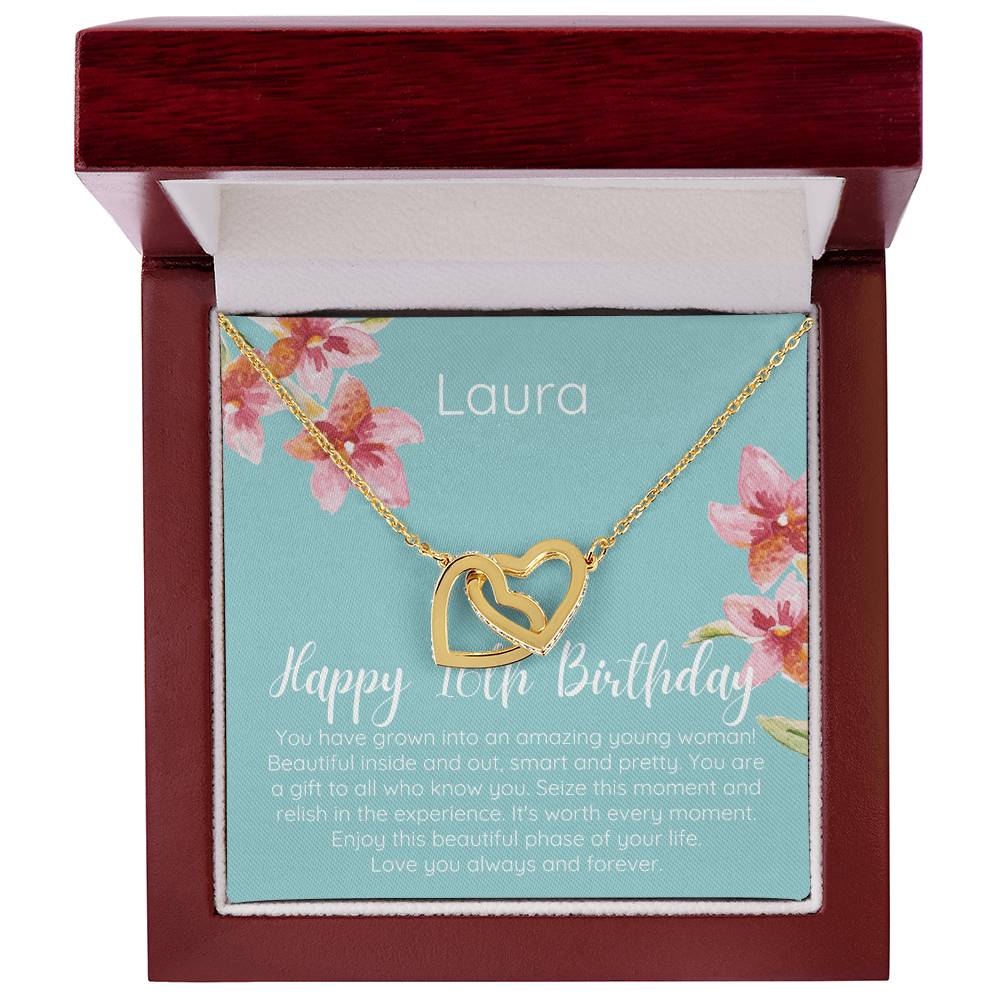 Personalized Happy 16Th Birthday Interlocked Hearts Necklace Interlocking Hearts Necklace