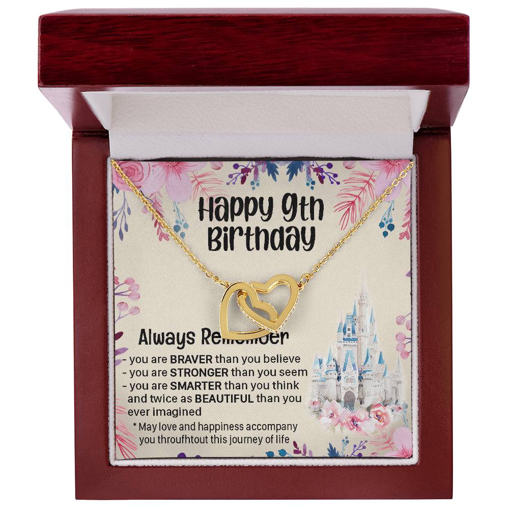Happy 9Th Birthday Gift For Daughter Gift For 9 Years Old Birthday Teen Girl Daughter Necklace Gift Interlocking Hearts Necklace