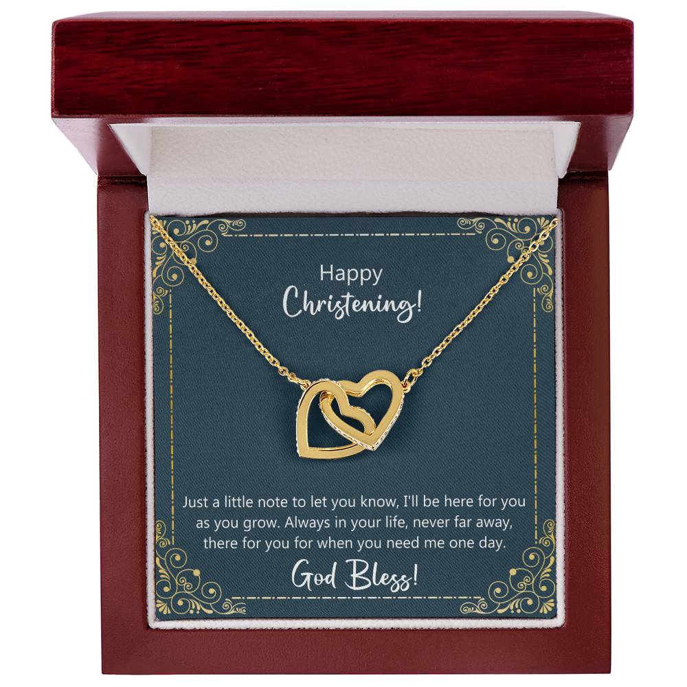 Christening Gift - I'Ll Be Here For You As You Grow Necklace Interlocking Hearts Necklace