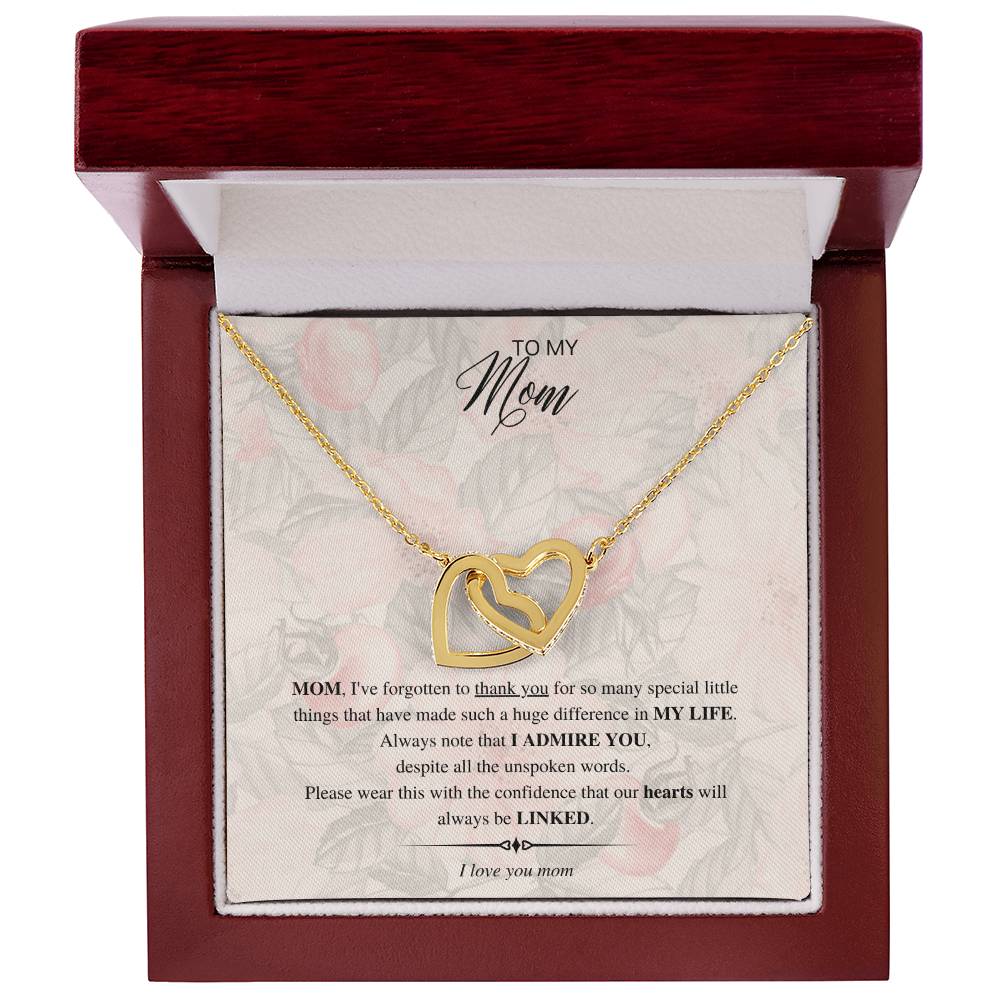 To My Mom - Linked Hearts Interlocking Hearts Necklace
