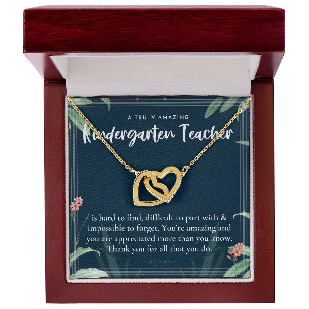 Gift For Kindergarten Teacher Kindergarten Appreciation Gift A Truly Amazing Kindergarten Gift Interlocking Hearts Necklace