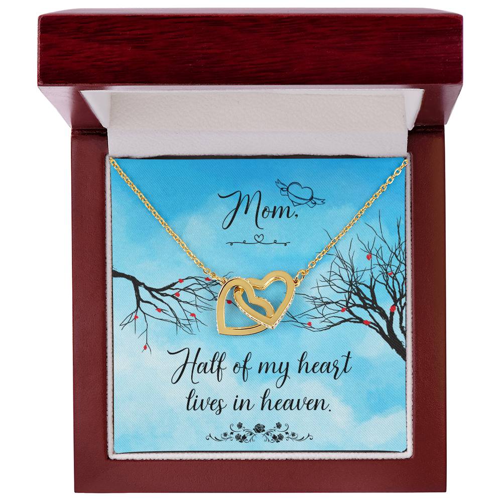 Mom Half Of My H Heart - Lives In Heaven - Interlocking Heart Necklace Interlocking Hearts Necklace
