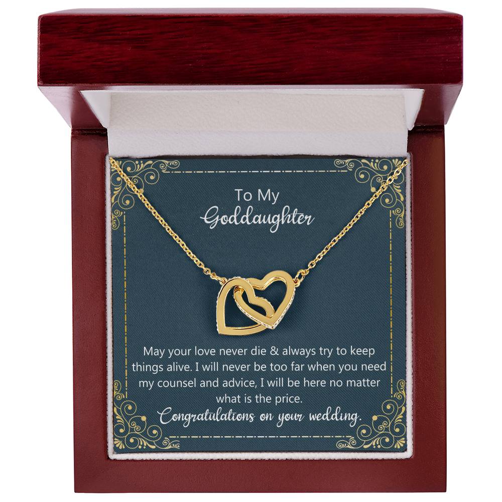 To My Goddaughter Wedding Gift - May Your Love Never Die Necklace Interlocking Hearts Necklace