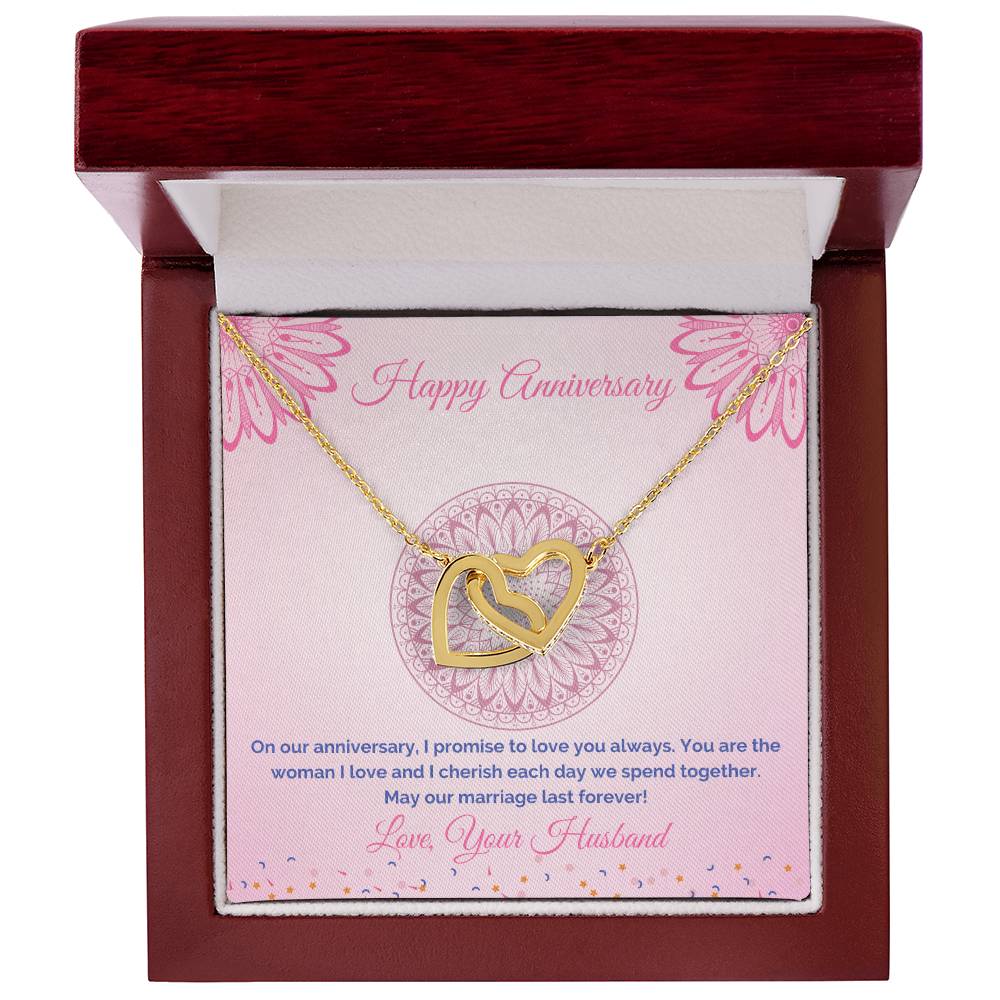 Anniversary Gift For Wife Interlocking Hearts Necklace
