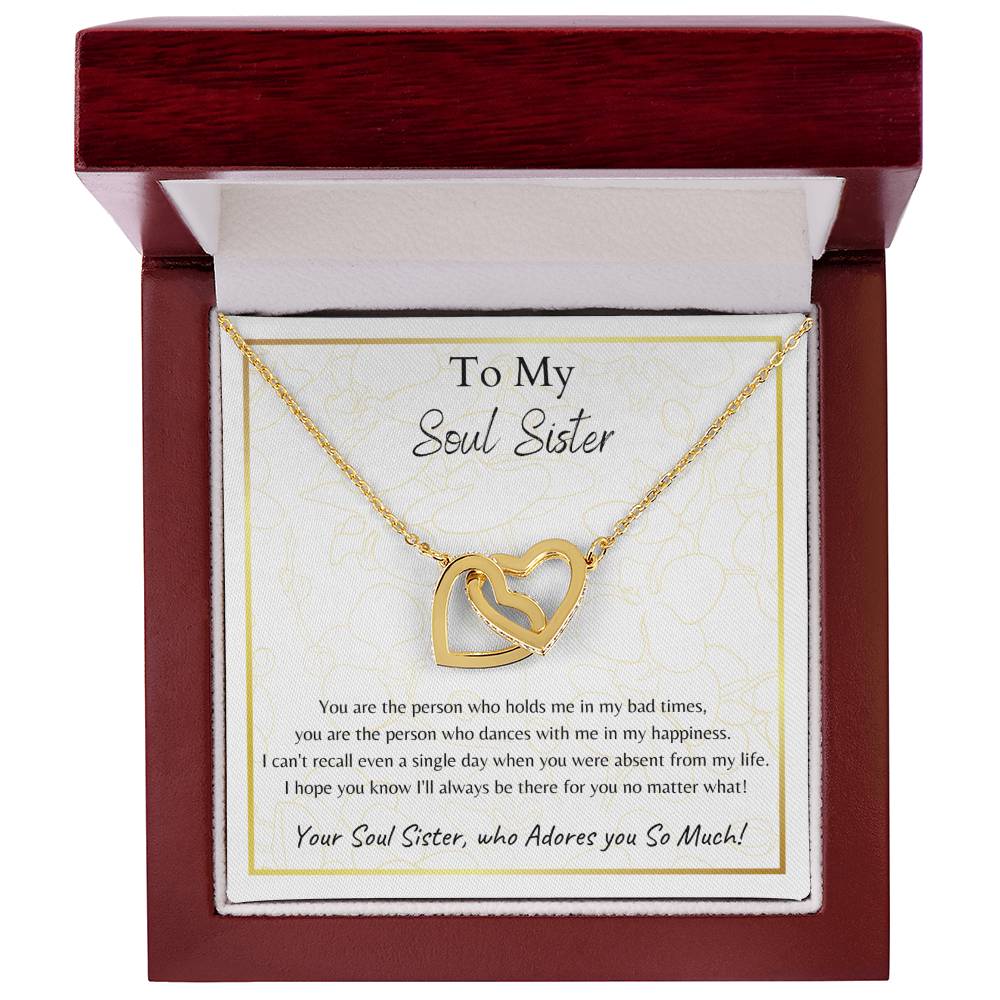 To My Soul Sister Interlocking Hearts Necklace