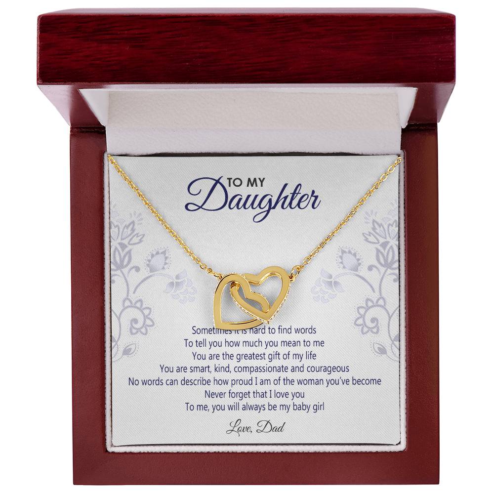 To My Daughter - You Will Always Be My Baby Girl Interlocking Hearts Necklace
