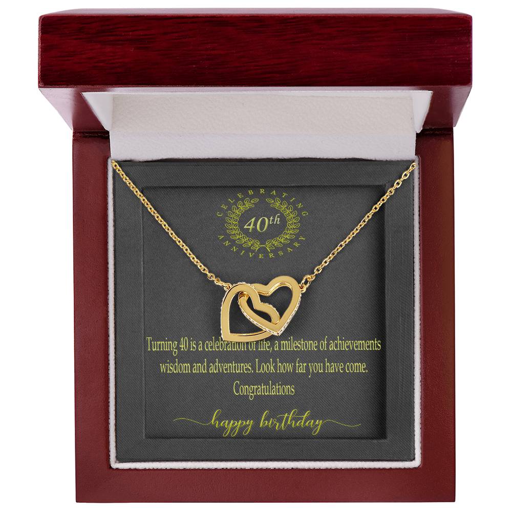 Personalized Gift 40Th Birthday Necklace Interlocking Hearts Necklace