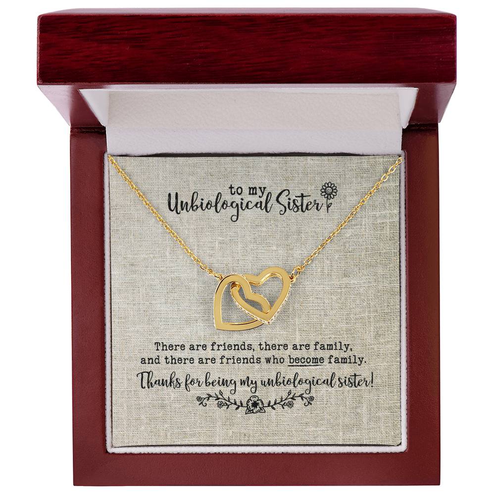 Unbiological Sister Necklace Interlocking Hearts Necklace