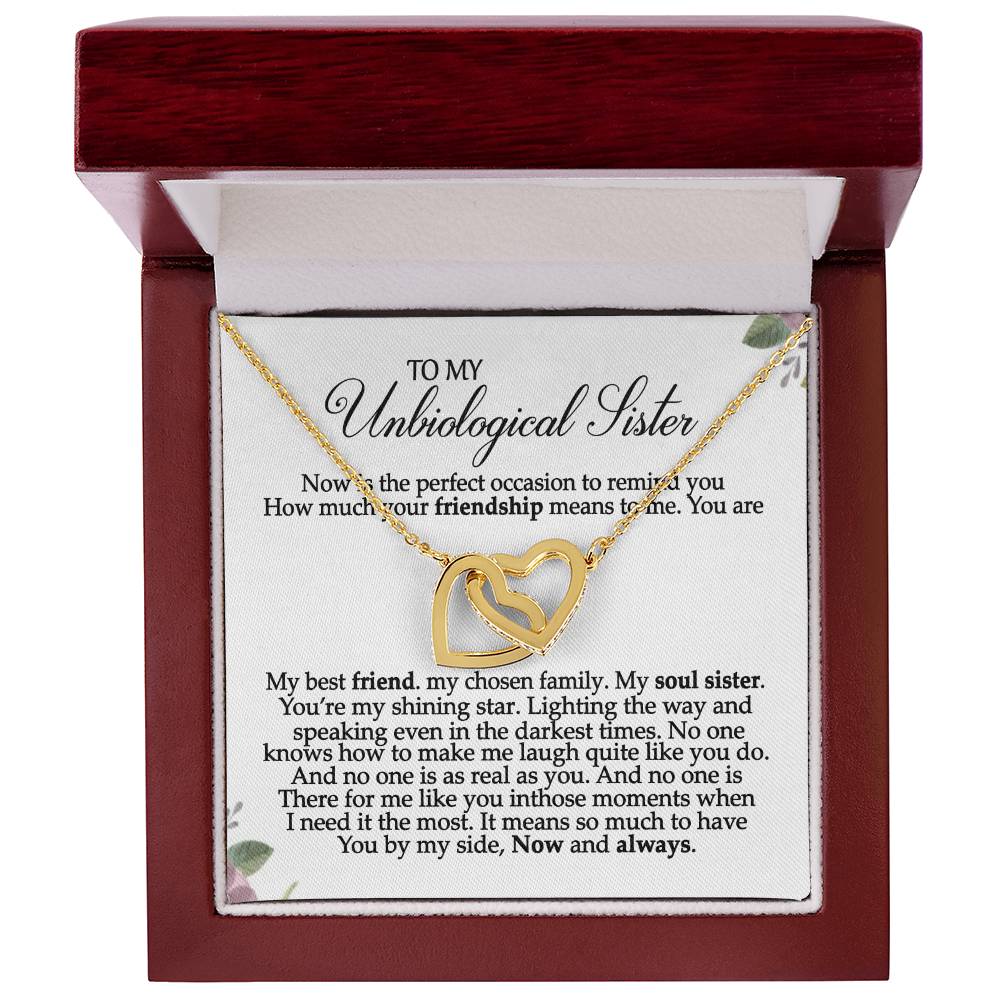 Unbiological Sister Necklace Bff Gift Soul Sister Sorority Sister Best Friend Gift Sister In Law Necklace Gift Interlocking Hearts Necklace