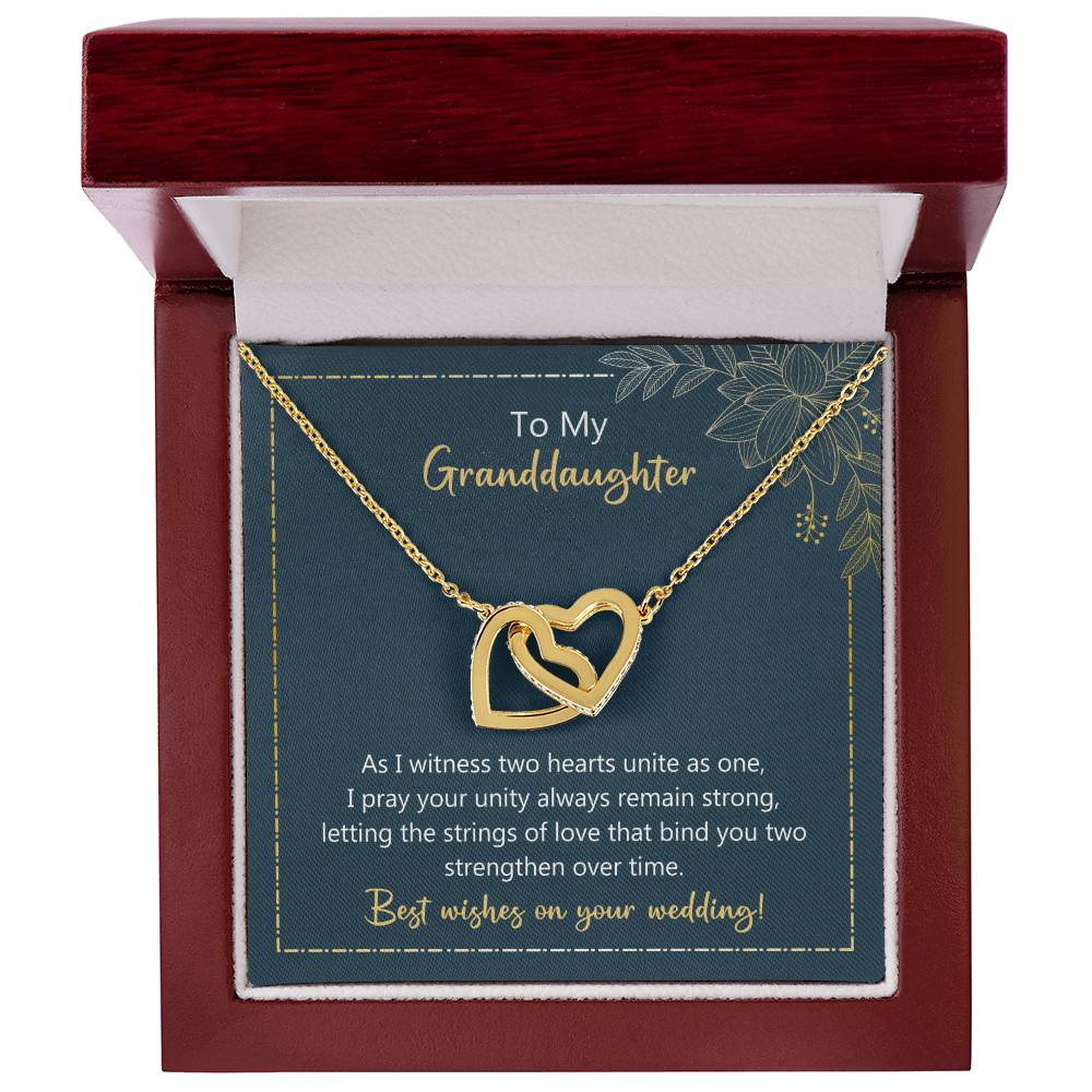 To My Granddaughter Two Hearts Unite As One Necklace Interlocking Hearts Necklace