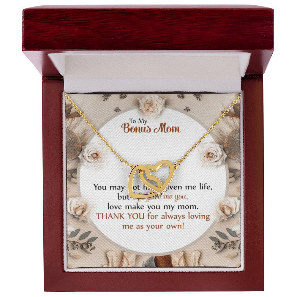 Gift For Bonus Mom - Loving Me As Your Own - The Interlocking Heart Necklace Interlocking Hearts Necklace