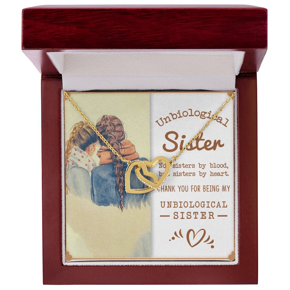 Unbiological Sister Interlocking Hearts Necklace