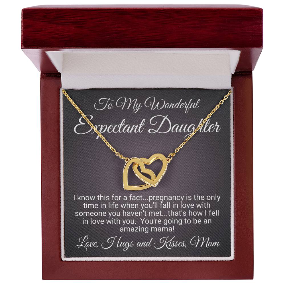 Expectant Daughter Linked Hearts Necklace Gift Interlocking Hearts Necklace