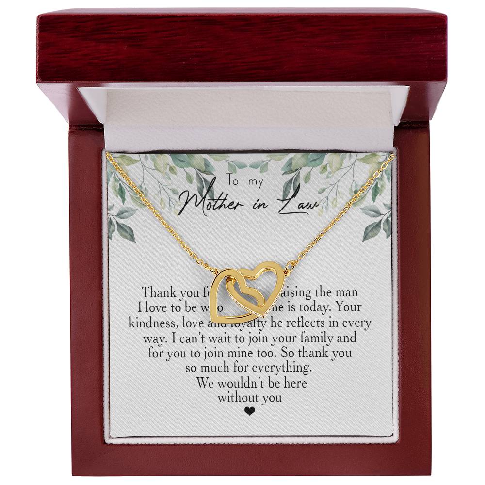 To My Mother In Law Thank You For Raising The Man I Love Heart Necklace Interlocking Hearts Necklace