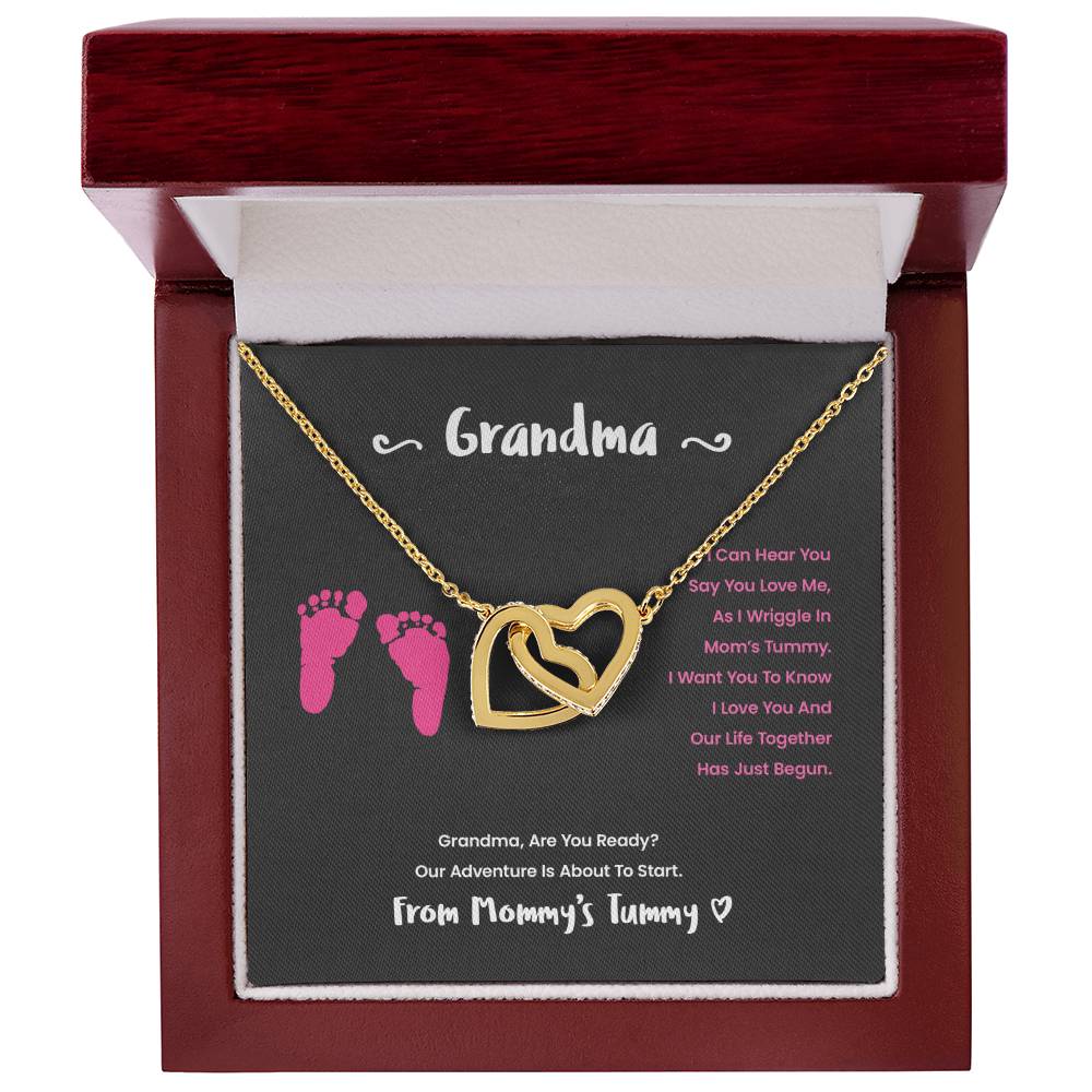 Grandma I Can Hear You Say You Love Me - Pink Version Interlocking Hearts Necklace