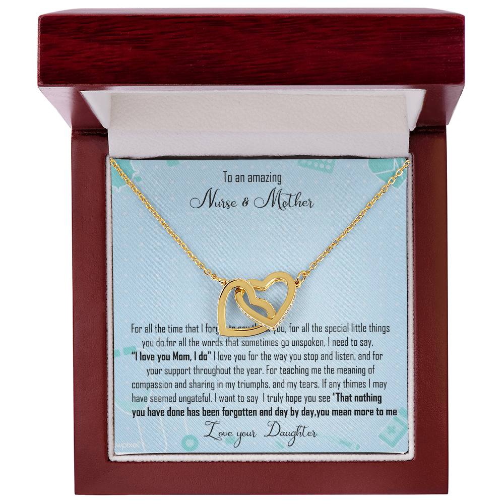 Nurse Mom Gift Interlocking Hearts Necklace Gift For Nurse Mother
