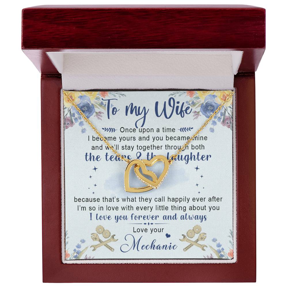 Gift For The Wife'S Mechanic Interlocking Hearts Necklace