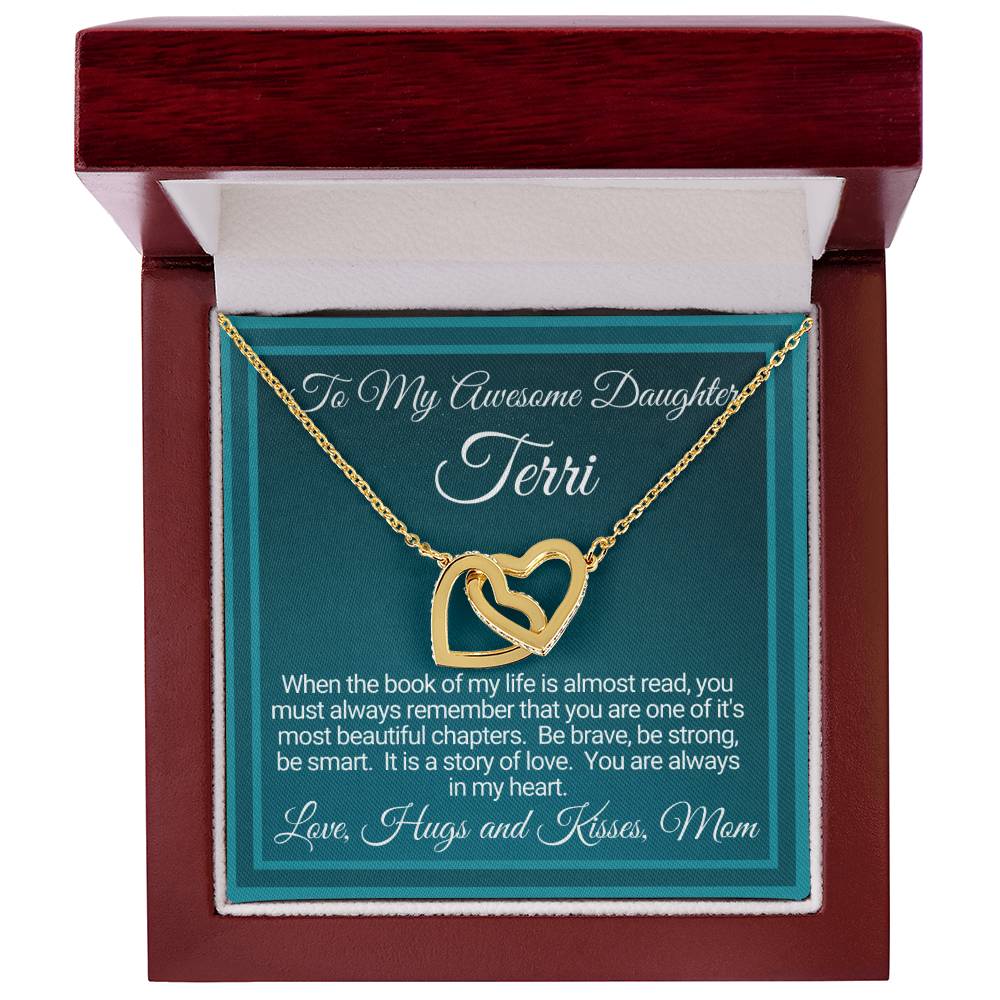Personalized Awesome Daughter Necklace Gift From Mom Interlocking Hearts Necklace