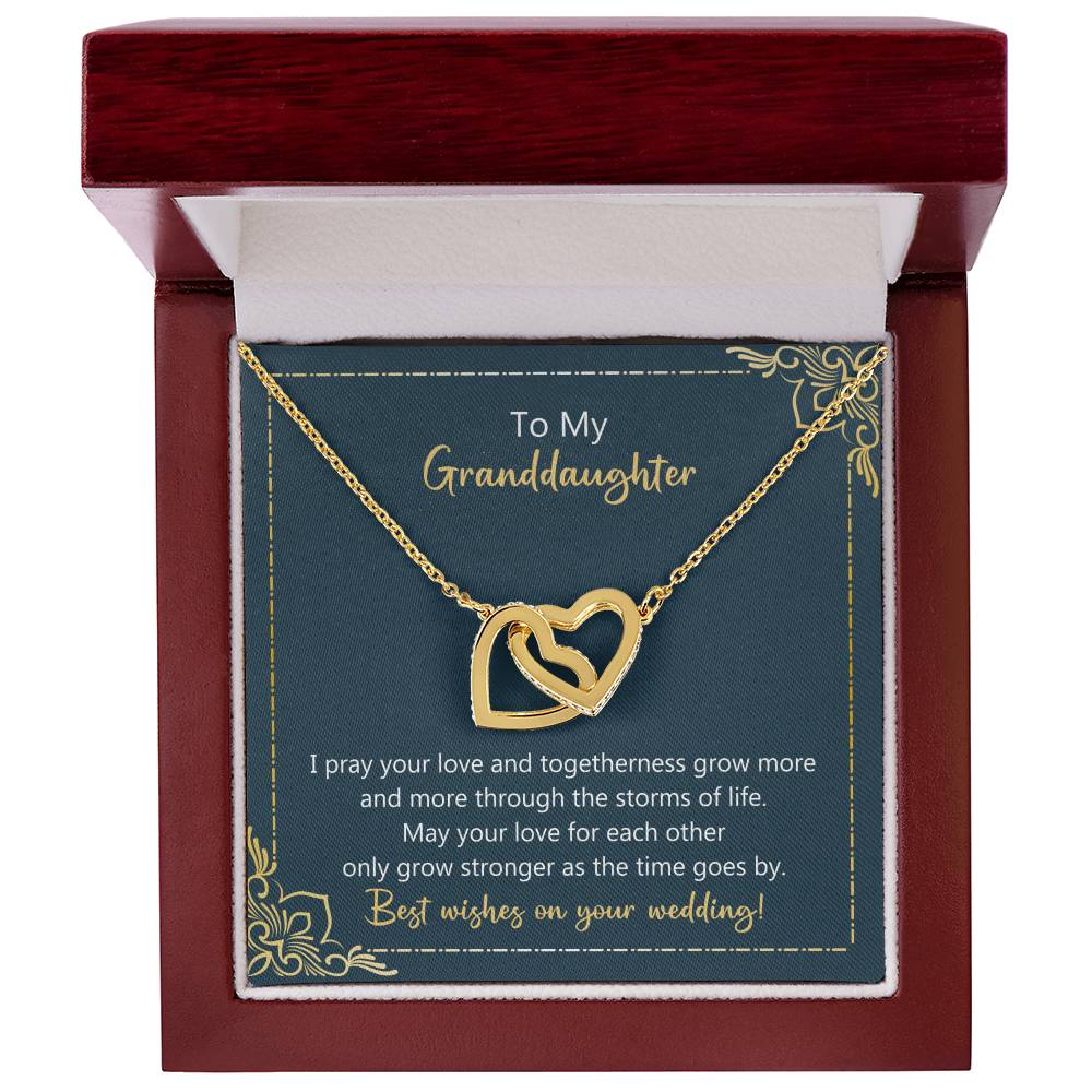 To My Granddaughter May Your Love Grow Stronger Necklace Interlocking Hearts Necklace