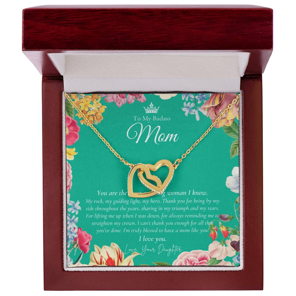 To My Badass Mom Necklace Badass Mom Gift Mother’S Day Gift Birthday Gift Gift From Daughter On Wedding Day Interlocking Hearts Necklace