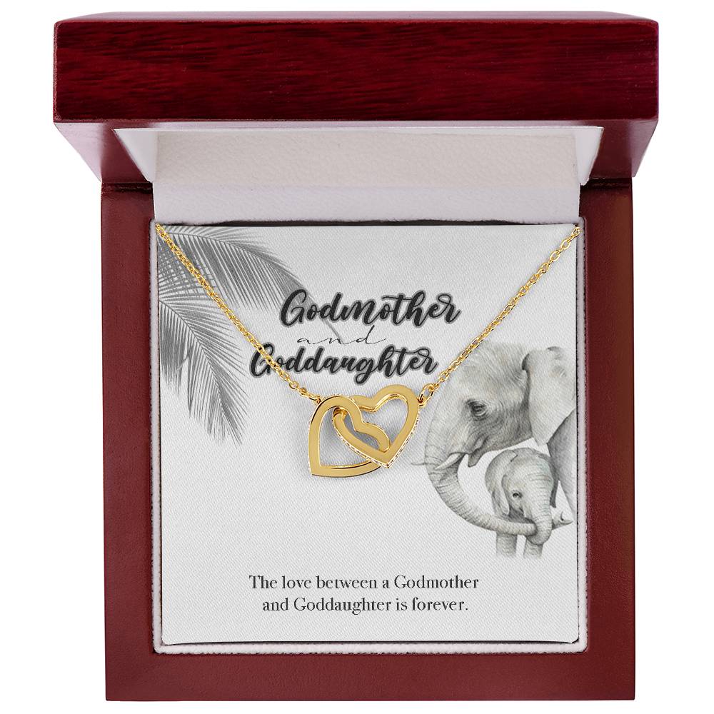 Godmother Goddaughter Gift Necklace Emotional Message Card Cute Elephant Interlocking Hearts Necklace