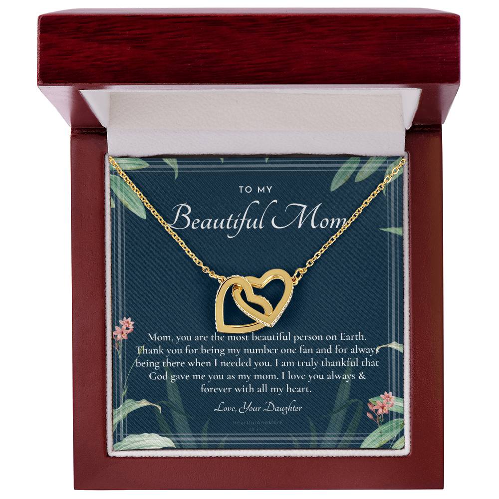 To My Beautiful Mom Necklace To Mom Gift Mom Gift Mom Necklace Jewelry From Daughter Gift Mom Birthday Christmas Mothers Day Interlocking Hearts Necklace