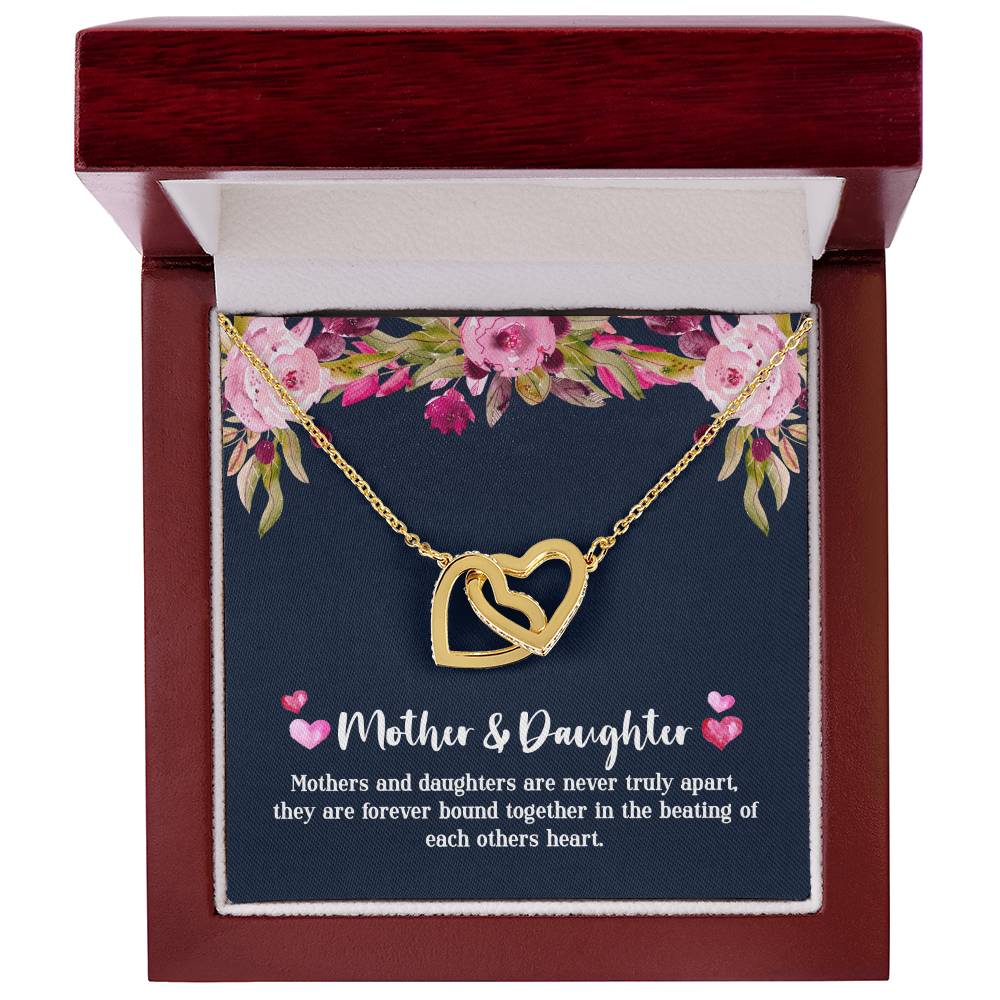 Mother & Daughter - Never Truly Apart Interlocking Hearts Necklace