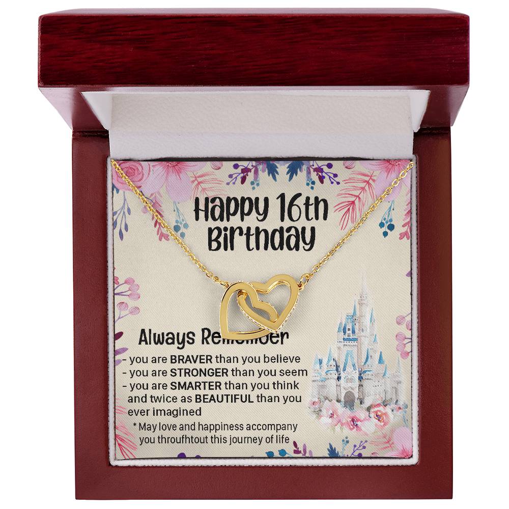 Happy 16Th Birthday Gift For Daughter Gift For 16 Years Old Birthday Teen Girl Daughter Necklace Gift Interlocking Hearts Necklace