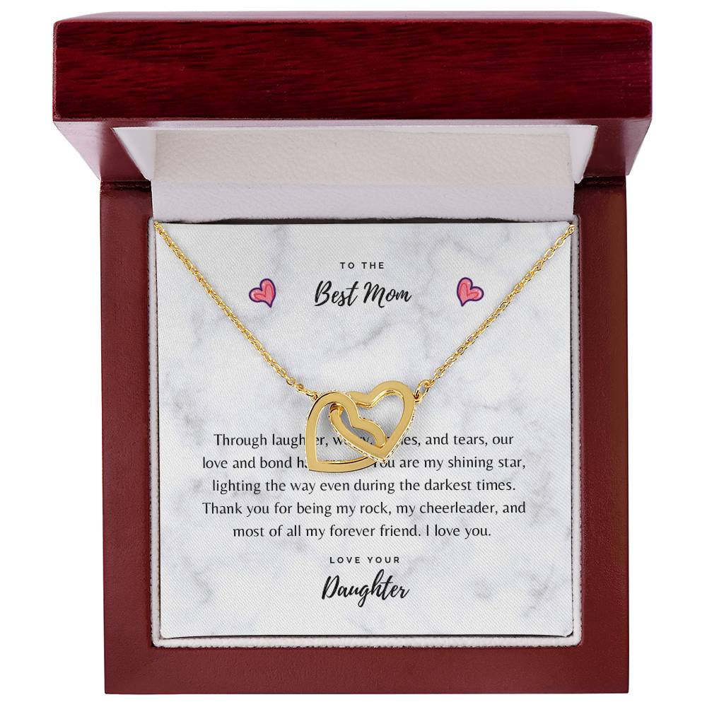 To The Best Mom Love Daughter Hearts Necklace Mother’S Day Birthday Gift Interlocking Hearts Necklace
