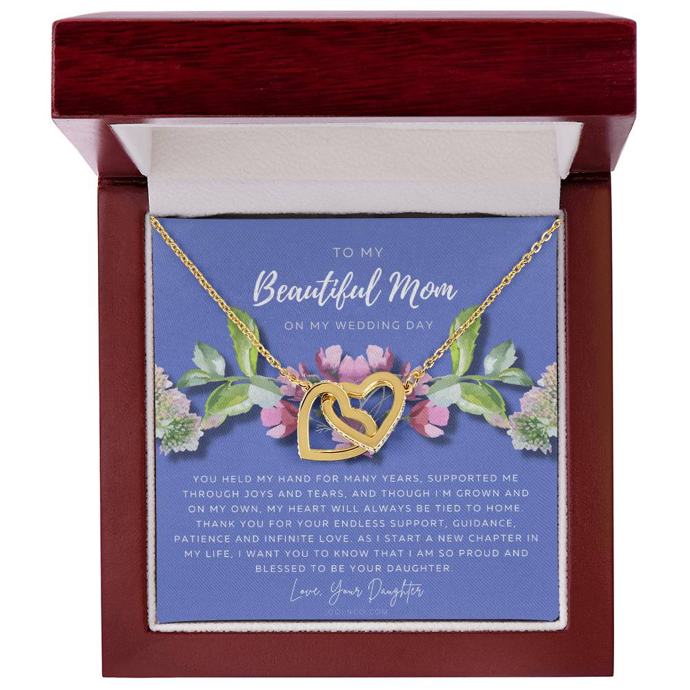 Mother Of The Bride Necklace Jewelry Gift From Bride To Mom Gift From Daughter On Wedding Day Gift For Mother On Wedding Day Interlocking Hearts Necklace