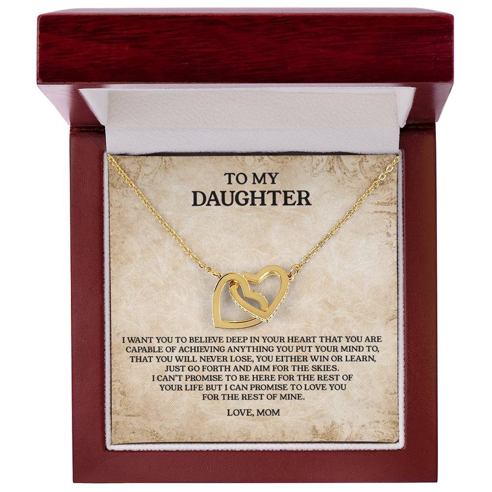 To My Daughter - Love Mom Interlocking Hearts Necklace