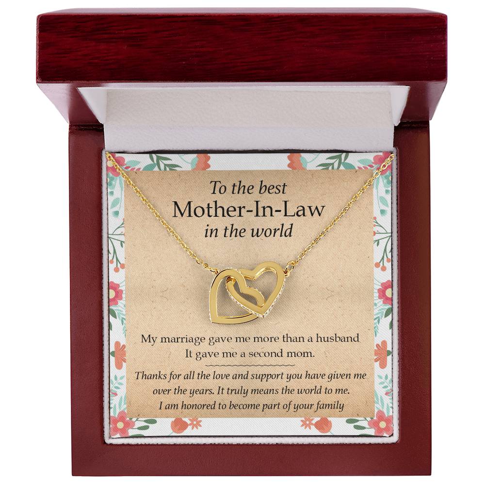 Gift For Mother-In-Law - My Marriage Gave Me A Second Mom - Interlocking Interlocking Hearts Necklace
