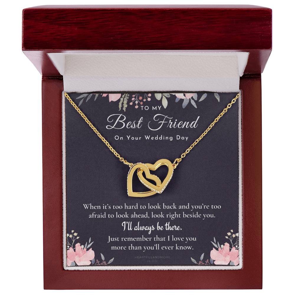 Best Friend Gift On Her Wedding Day Best Friend To Bride Necklace Best Friend Gift To Bride Bride Gift From Maid Of Honor To My Best Friend Interlocking Hearts Necklace