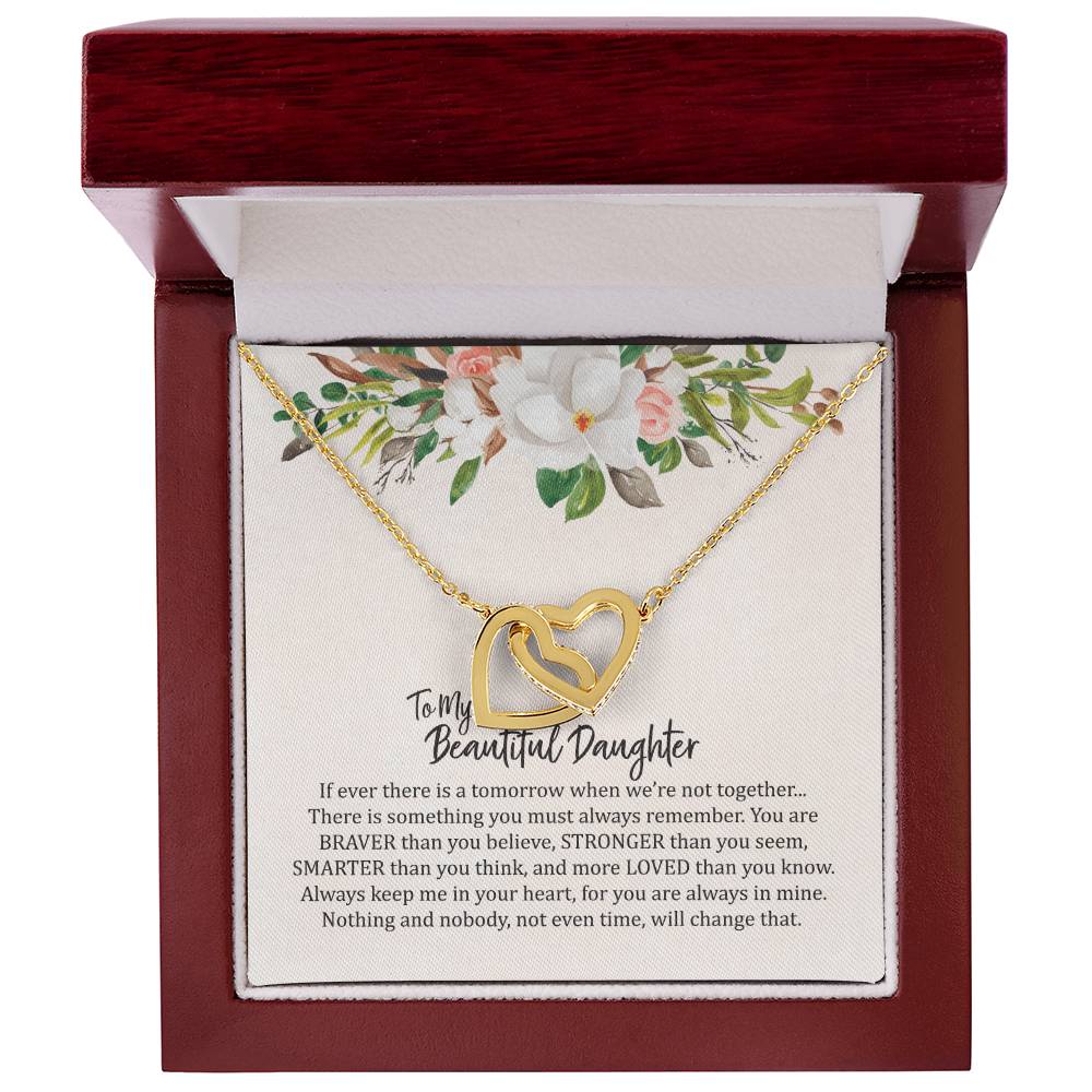 To My Beautiful Daughter- Interlocked Hearts Necklace Interlocking Hearts Necklace