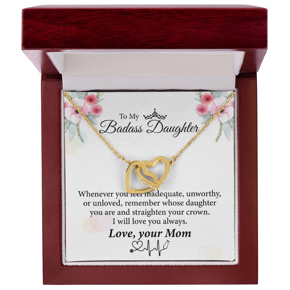 To My Badass Daughter Necklace From Mom👩‍⚕️ Interlocking Hearts Necklace
