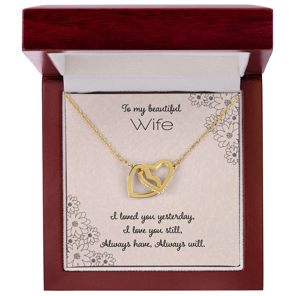 To My Beautiful Wife Interlocking Hearts Necklace