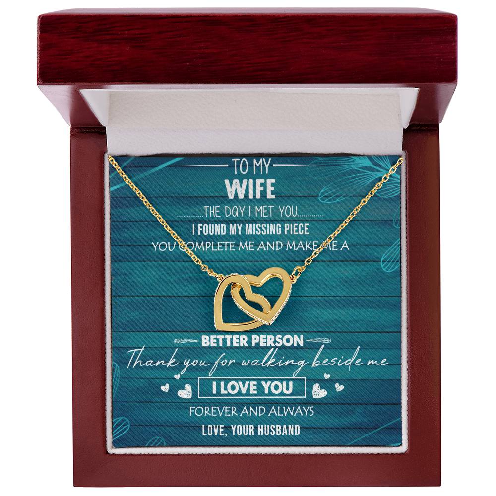 To My Wife Interlocking Hearts Necklace Message Card