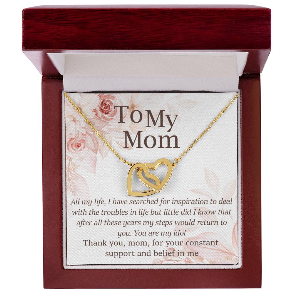 Mom Thank You For Your Inspiration Interlocking Hearts Necklace