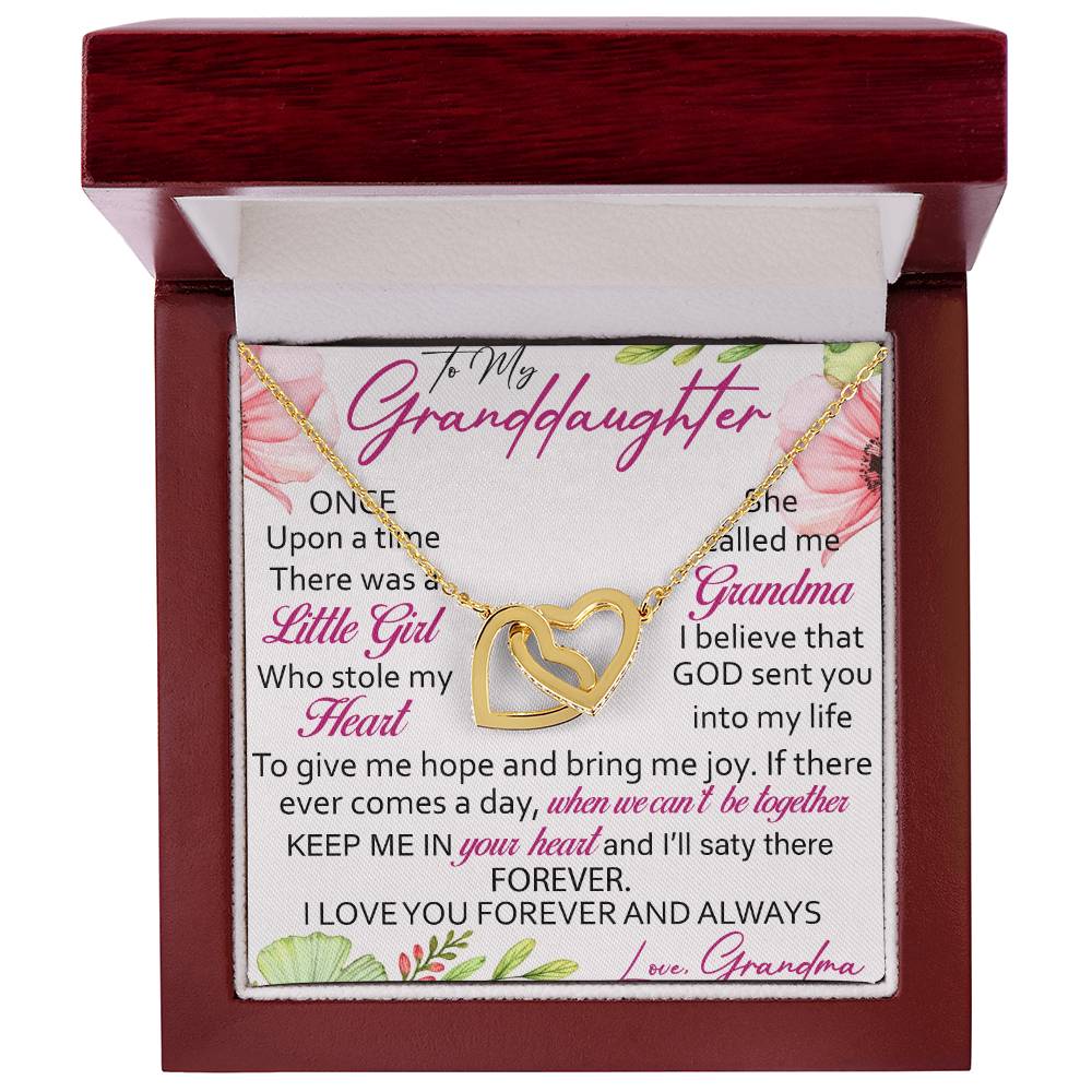 To My Granddaughter Interlocking Hearts Necklace Message Card
