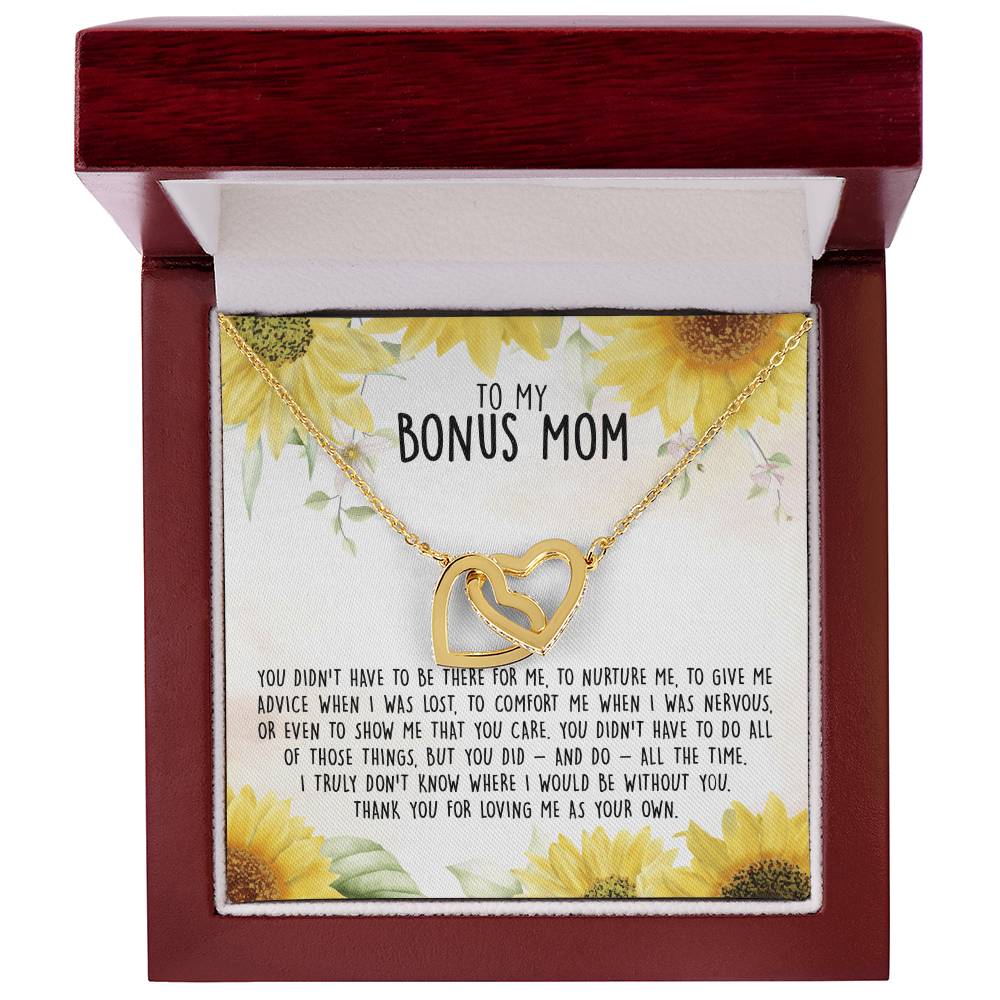 Premium To My Bonus Mom - I Truly Don'T Know Where I Would Be Without You Interlocking Hearts Necklace