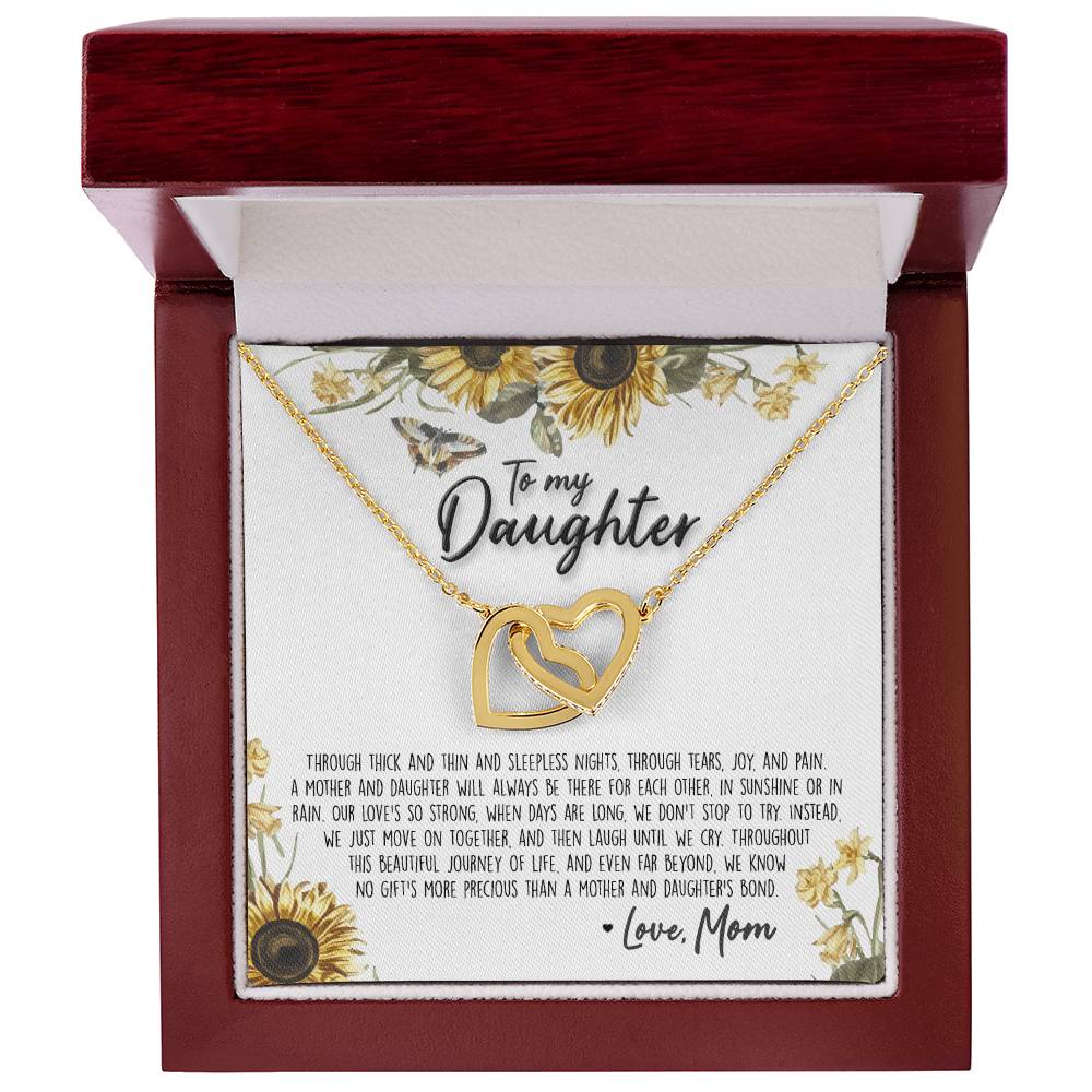 A Mother & Daughter'S Bond - Necklace With Message Card Interlocking Hearts Necklace