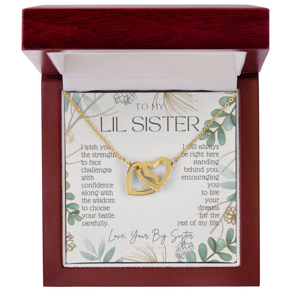 To My Little Sister Live Your Dreams Gift For Little Sister From Big Sister Sister Birthday Graduation Christmas Present Interlocking Hearts Necklace