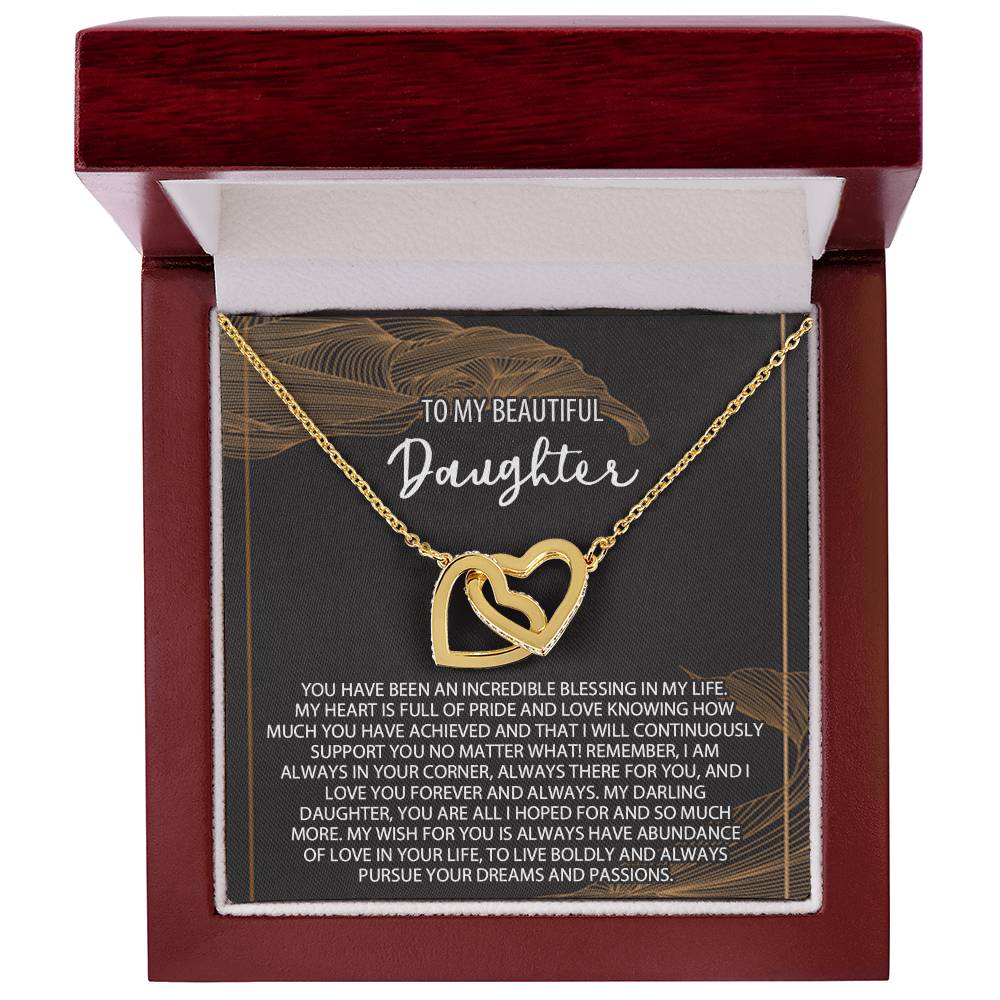 Daughter Necklace Gift Daughter Birthday Necklace To My Beautiful Daughter Interlocking Hearts Necklace Daughter Necklace Gift From Mom