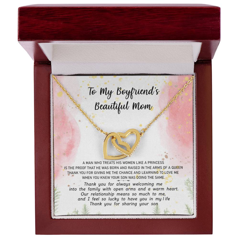 Gift For Boyfriend'S Mom - The Arms Of A Queen 2 - Interlocking Interlocking Hearts Necklace