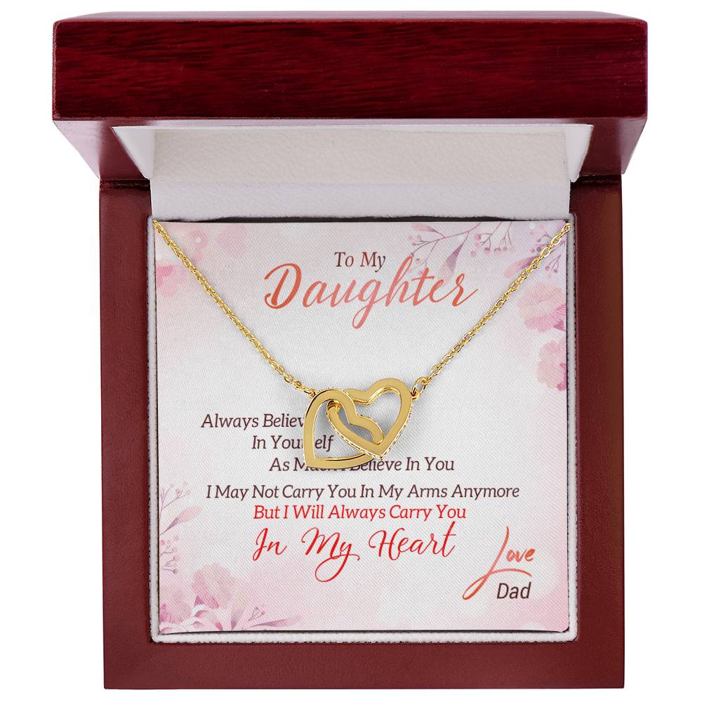 I May Not Carry You In My Arms Anymore But I Will Always Carry You In My Heart Necklace With Message Card Interlocking Hearts Necklace