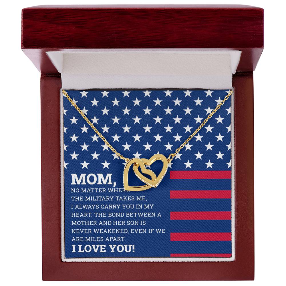 To My Mom - I Love You Message - Tmm06 Interlocking Hearts Necklace