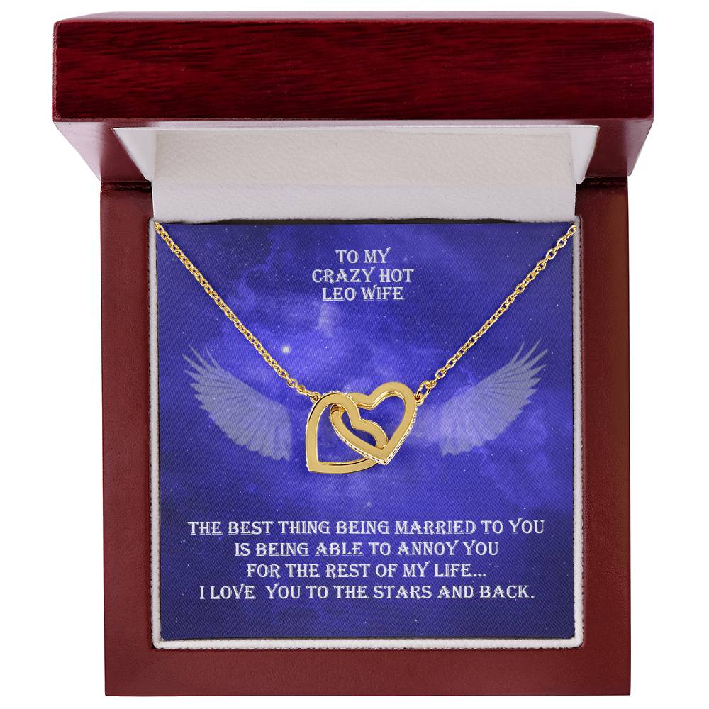 Hot Leo Wife Interlocked Hearts Necklace With Personal Message Card And Jewelry Box. Interlocking Hearts Necklace