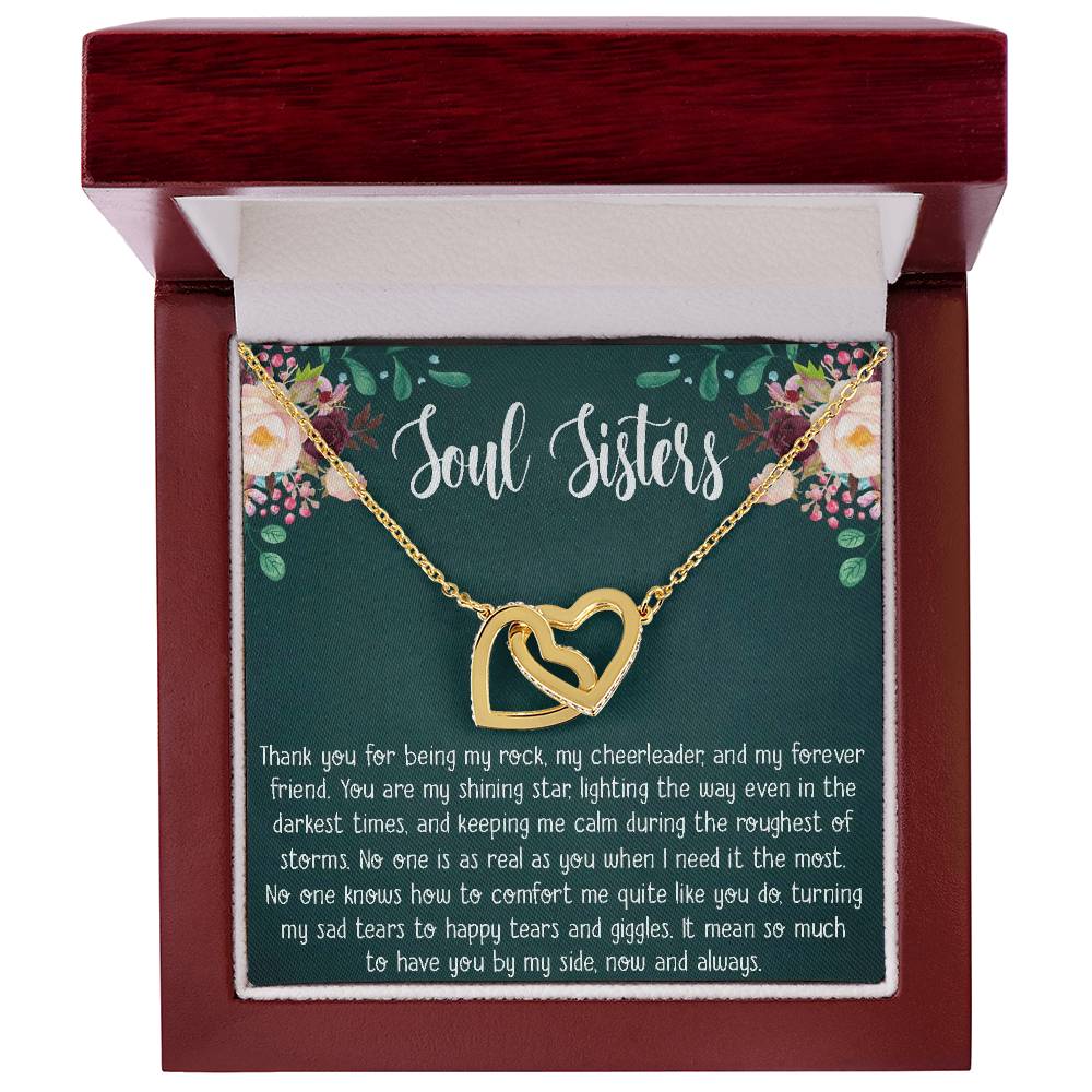 Soul Sisters Necklace Gift Bff Necklace Best Friend Gift Jewelry Long Distance Quotes Friends Forever Interlocking Hearts Necklace