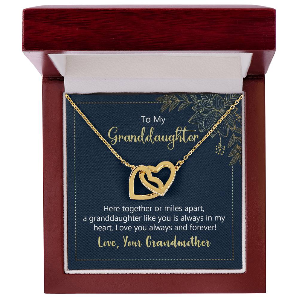 Interlocking Hearts Necklace To My Granddaughter Here Together Or Miles Apart