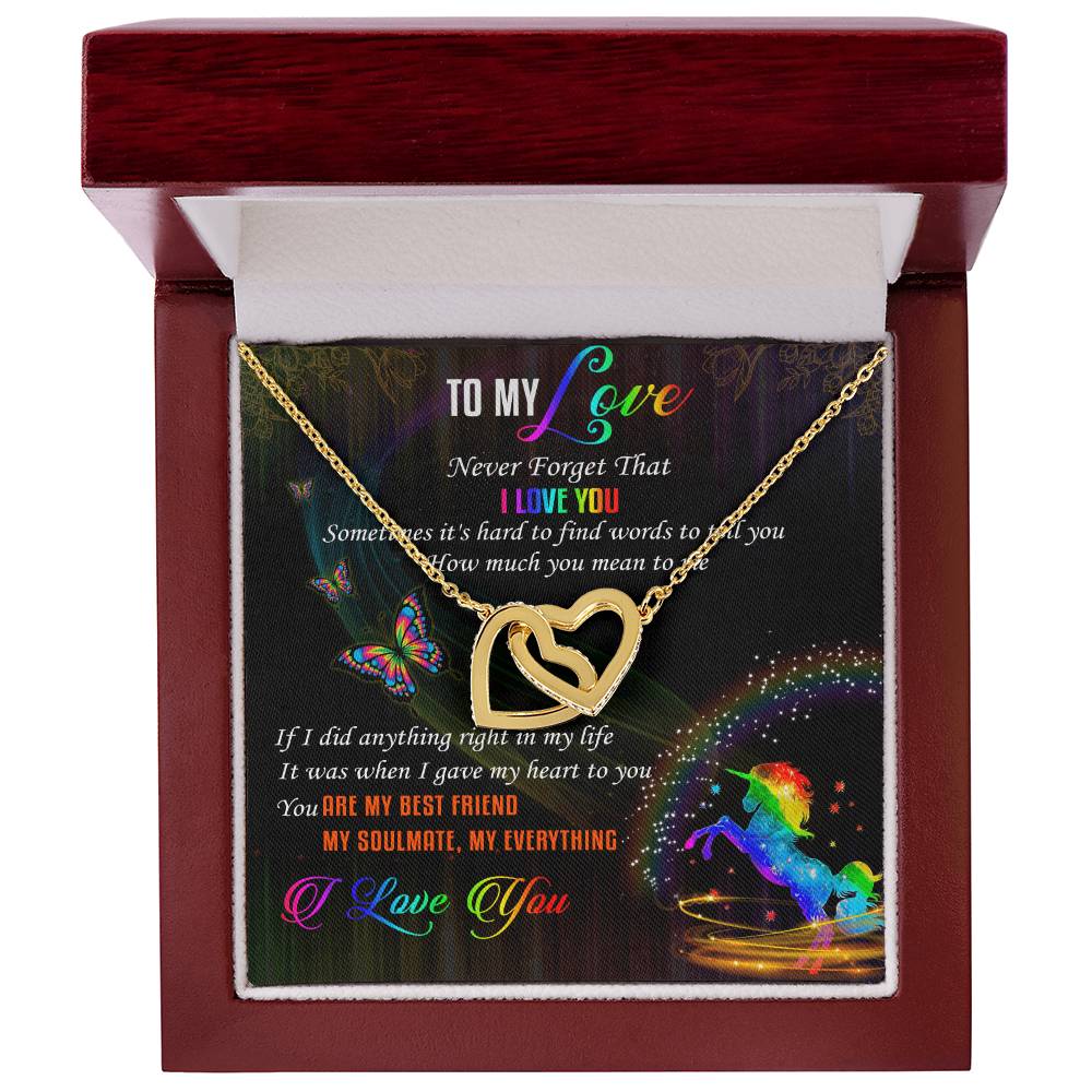 To My Love Lgbt Interlocking Hearts Necklace Message Card